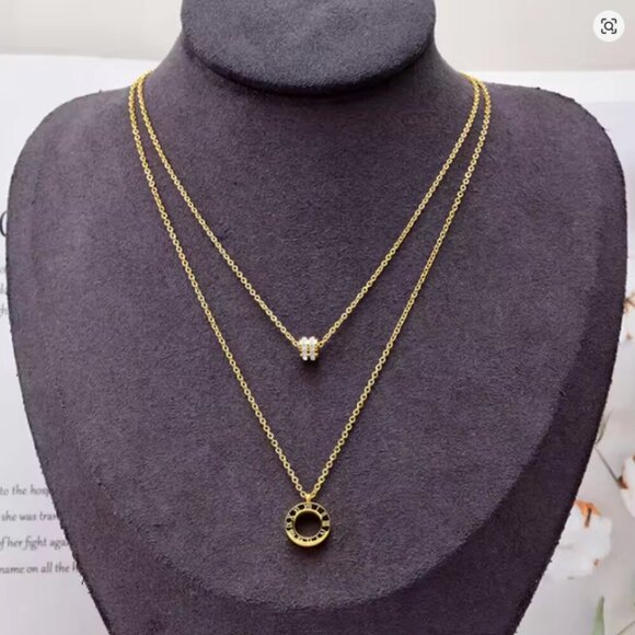 316L Stainless Steel Fashion Fine Jewelry 2 Layer Zircon Round Roman Numerals - Picture 7 of 7